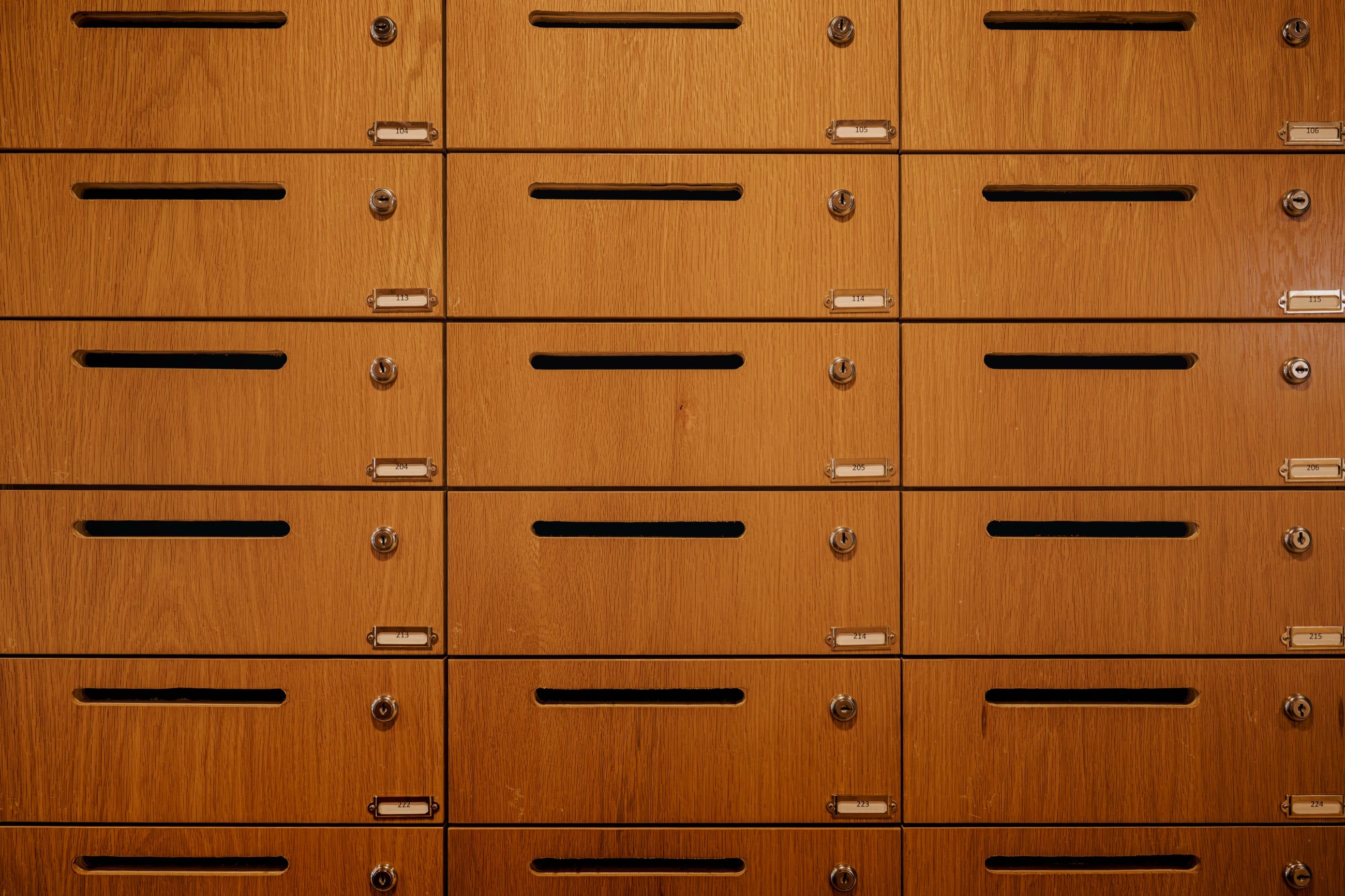 Custom wood locker drawer detail, Day Club